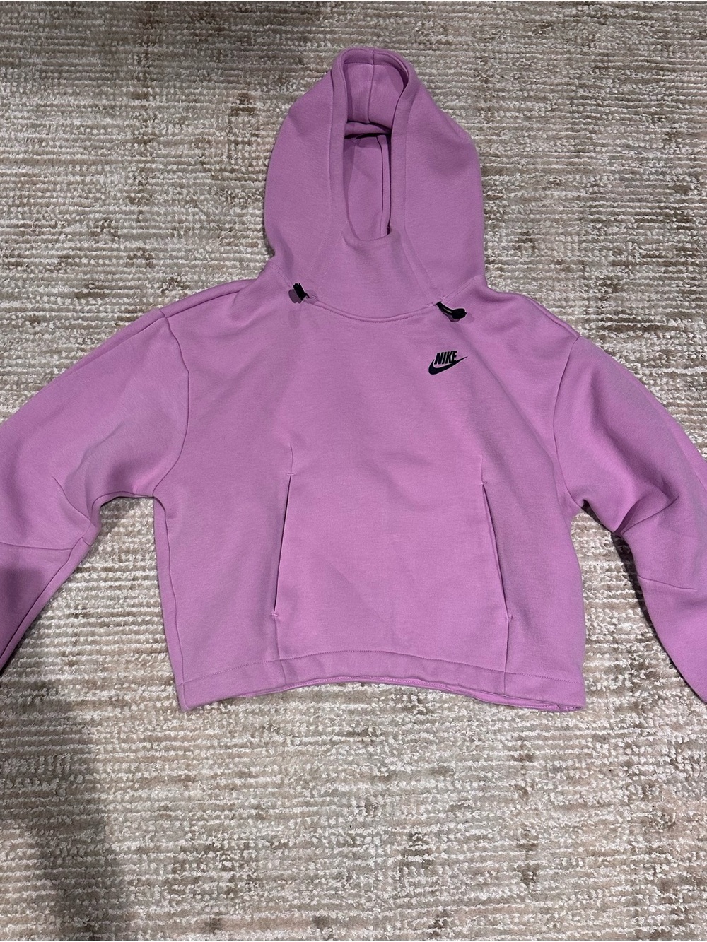 Nike fuschia Cropped Hooded Sweatshirt with Black Logo